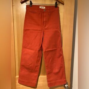 Madewell Slim Emmett Wide-Leg Crop Pants in Orange